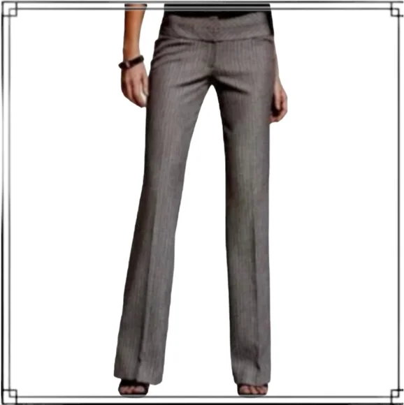 Express | Pants & Jumpsuits | Express Editor Gray Striped Straight Leg Pants  Trousers Size 2 | Poshmark